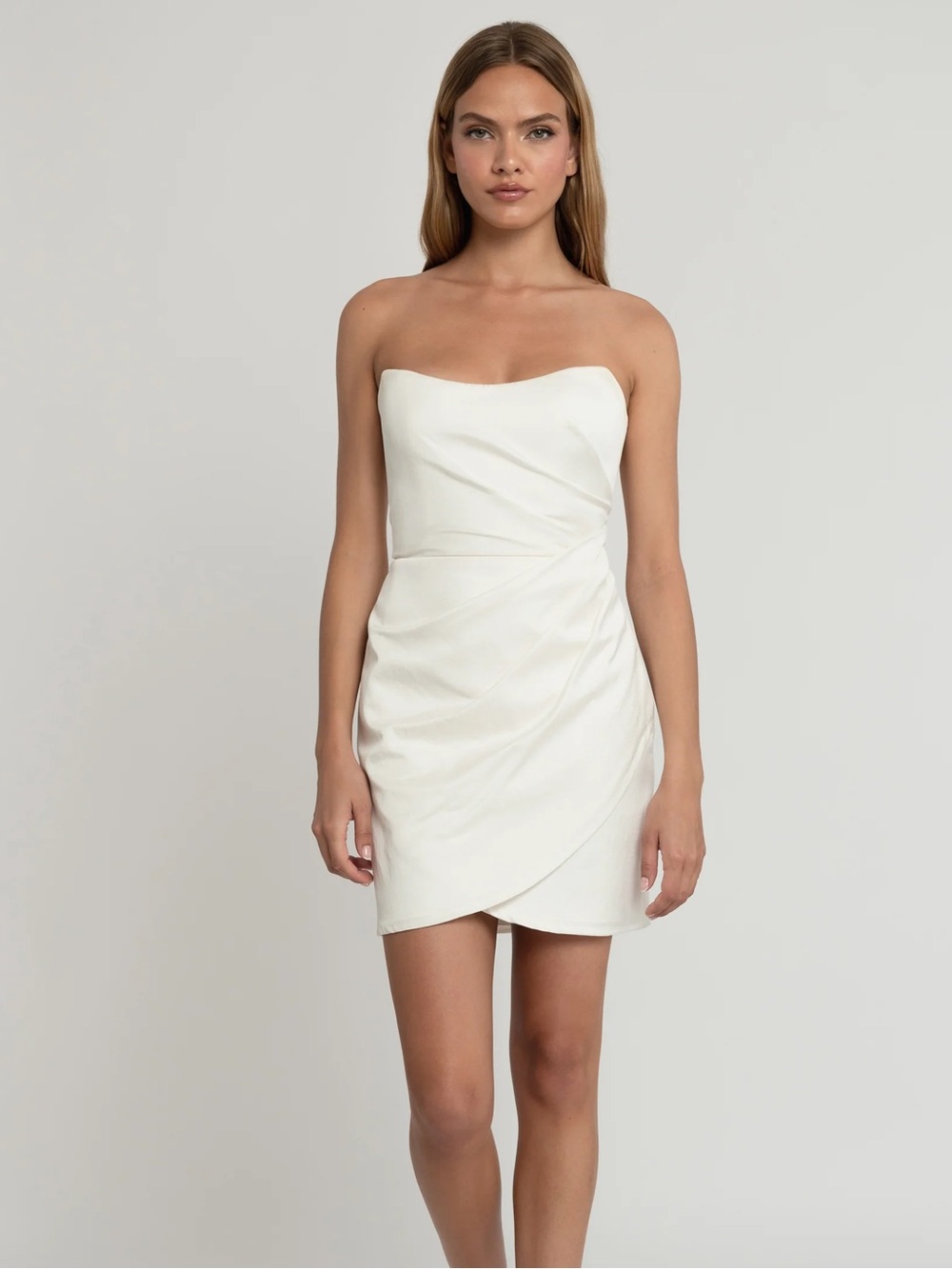 Jenny Yoo Tatiana White Strapless Mini Dress